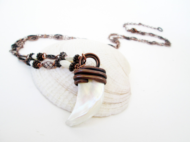 Mother of Pearl Tooth Necklace